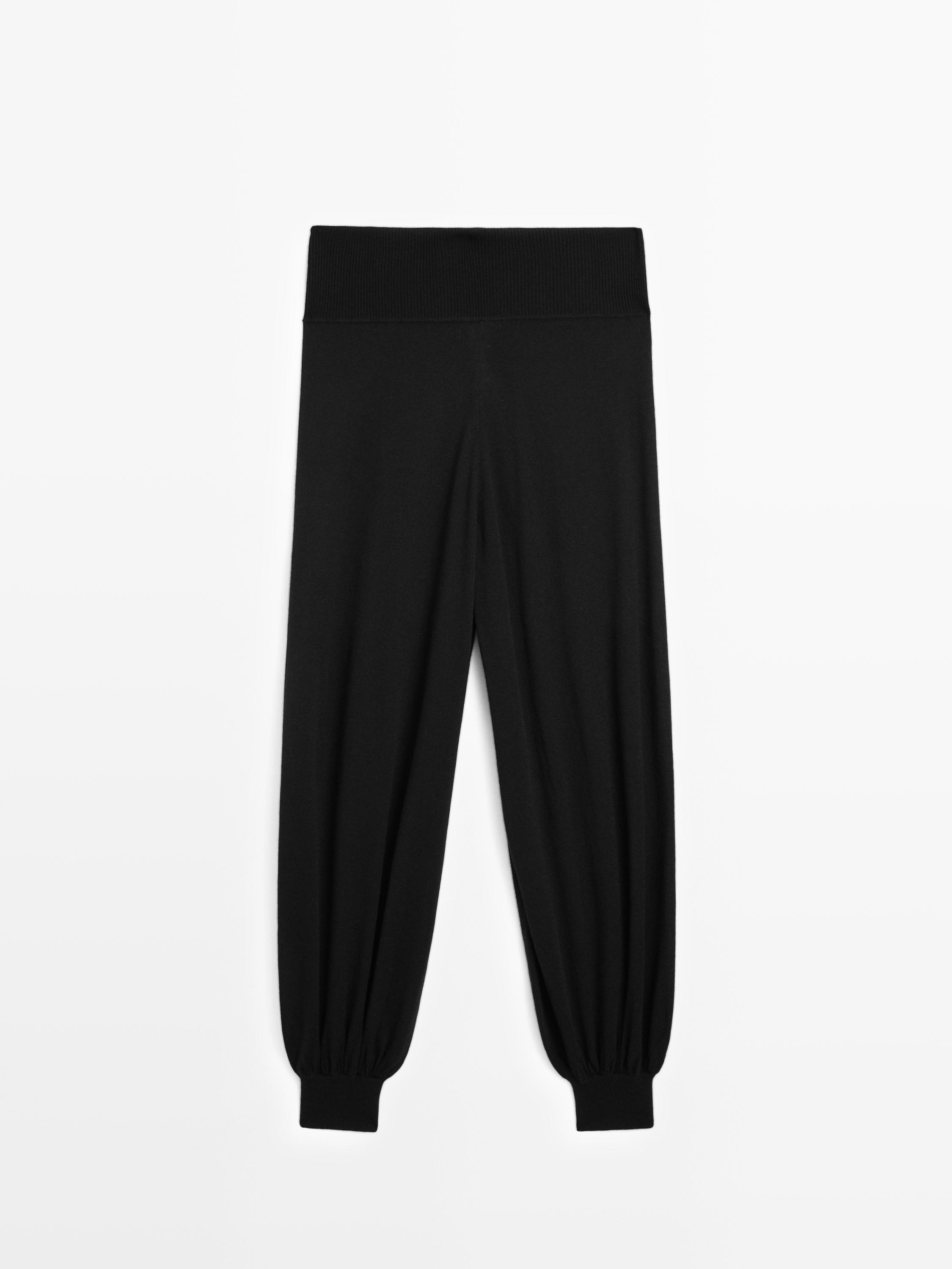 Wool blend knit sarouel trousers